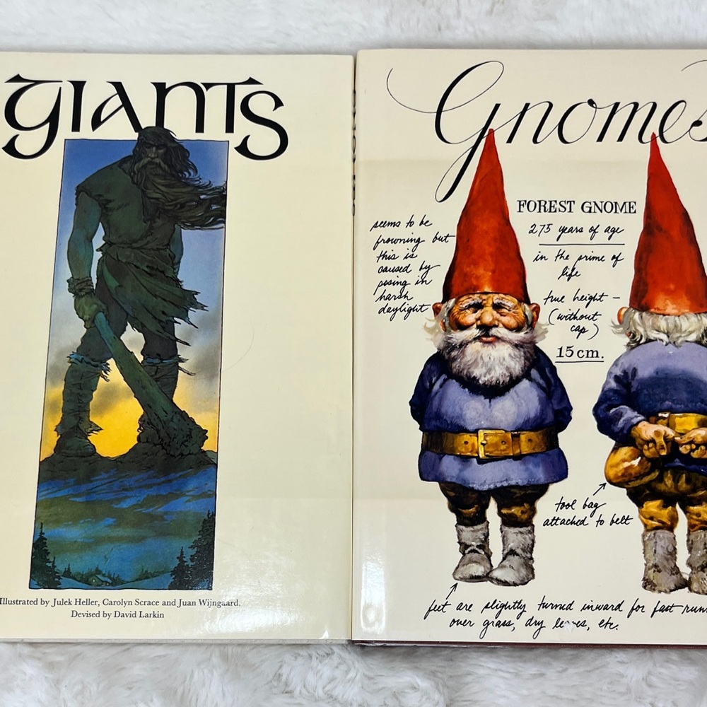 Rare Vintage Hardcover Books GIANTS & GNOMES Full Color Illustrations 12” X 8.5”